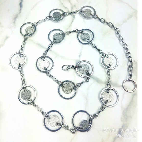 Vintage belt silver circles metal links - Picture 2 of 4